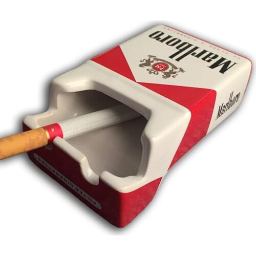 Creative Ceramic Tobacco Cigarette Pack Shape Ashtray Advertising Novelty Porcelain Camel Marbolo Ashtray