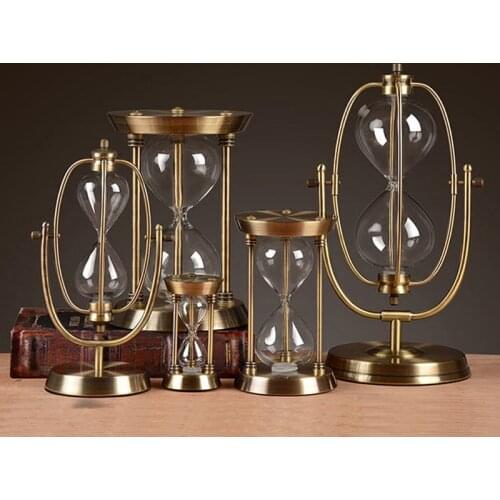 Empty Sand Glass Hourglass Time Hourglass Timer Creative Metal Study Living Room Office Desktop Decoration Home Accessories Gift