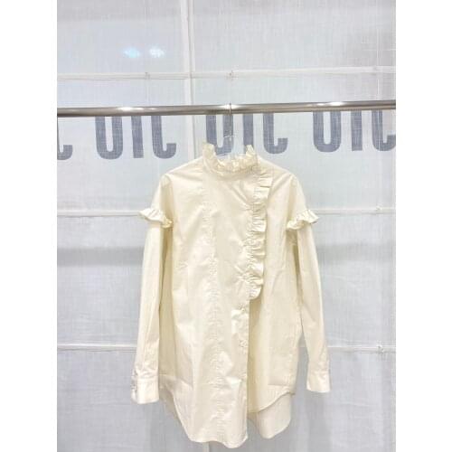 Fashion 2021 new ladies long sleeve sexy casual lace solid color shirt 1228