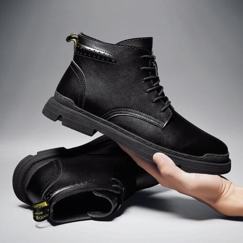 Mens Casual Leather Shoes Winter Boots Men Casual Zapatillas Informales Hombre Black Shoes Mens Sneaker Man Shoe