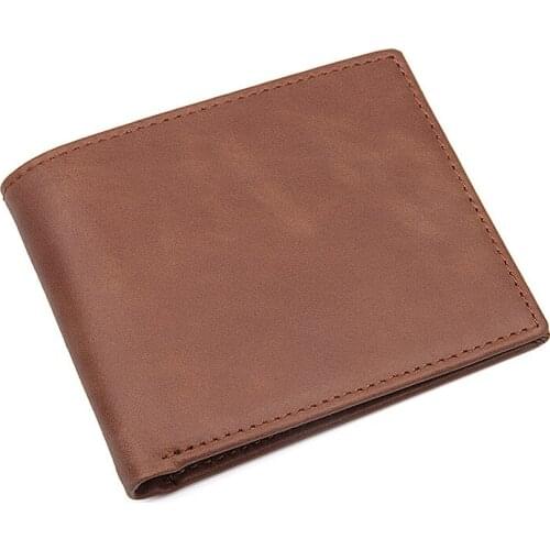 Mens Short Wallet Leather Short Anti-RFID Mens Wallet Business Wallet Coin Pocket Card Holder
