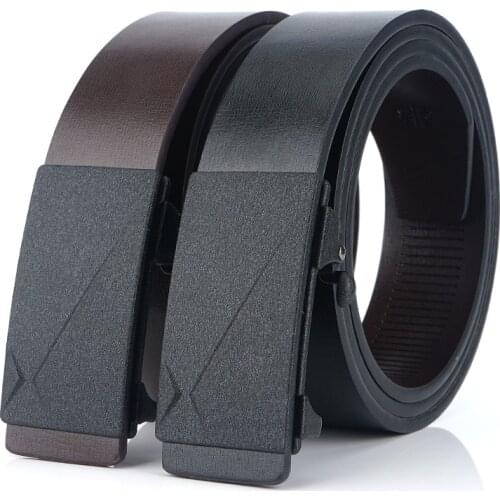 Mens belt leather cowhide belt smooth buckle business youth pants male Korean version of the trendy mens casual wild new