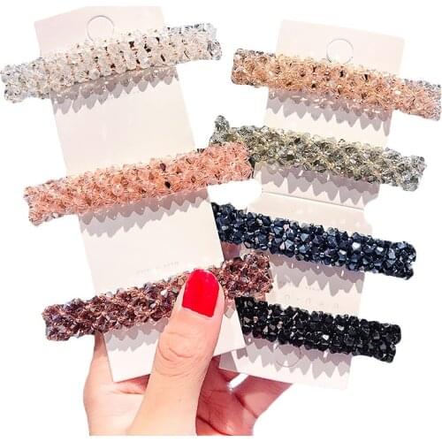 New Fashion Fully Crystal Hair Clips For Women Girls Concise Shinning Rhinestone Hairpins Barrette Hair Accessories