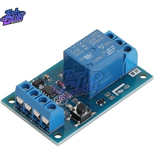 Single key bistable DC 12V relay module automobile refit switch one key start stop self lock single chip microcomputer control