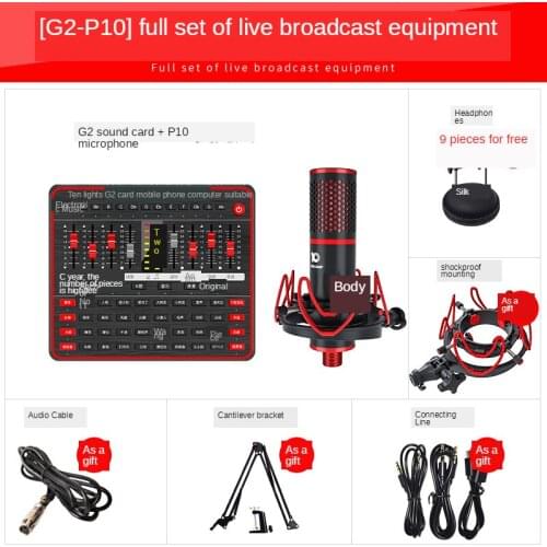 P10 Microphone G2 Live Sound Card Version External Audio Sound Card USB Audio Interface Webcast Sound Card For Phone Computer