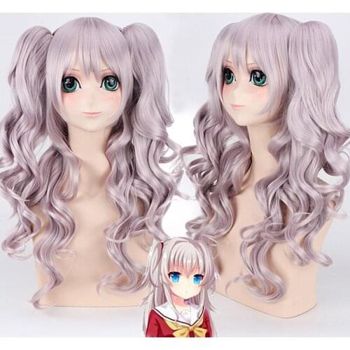 Anime charlotte Tomori Nao Cosplay Wig with ponytails 70cm Halloween Party Costume Women Long Synthetic Hair wavy Wigs + wig cap