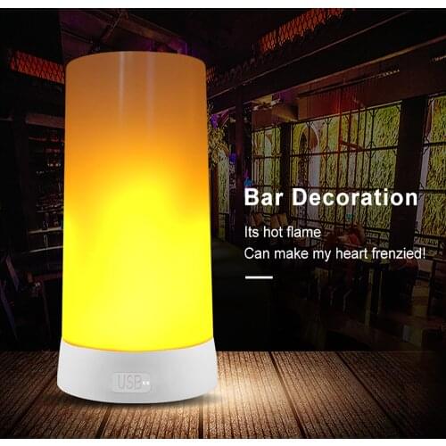 Rechargeable Flame Lamp Magnet Bar Table Lamp Creative Night Light USB Charging Portable Smart Night Light