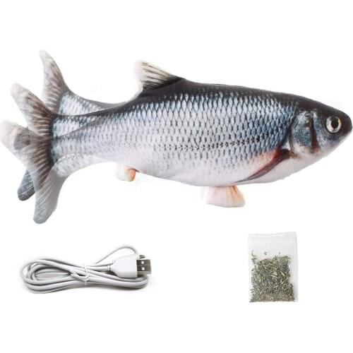 Plush Electric Moving Cat Kicker Fish Toy Realistic Flopping Fish Wiggle Fish Kitten Catnip Toys Interactive USB Pets Toys