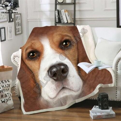 Dog face 3D Printing Plush Fleece Blanket Adult Fashion Quilts Home Office Washable Duvet Casual Kids Girls Sherpa Blanket dog03