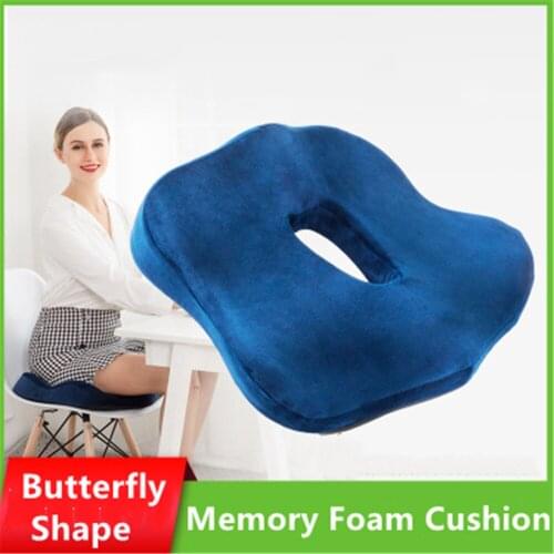 Comfort Seat Cushion Office Reduced Pressure Memory Foam Cushions Butterfly Shape Chair Pad Home Buttock Massage Backrest Pillow
