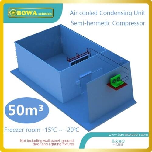 Complete refrigeration equipments for 50m3 freezer room of fish and meat replace Bitzer air cooled condensing units