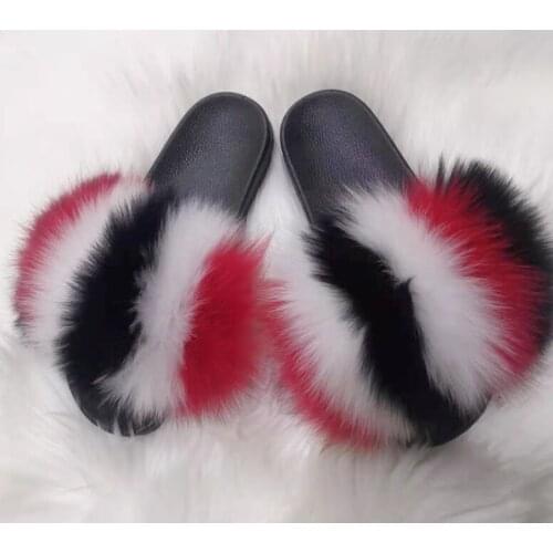 Fur Slippers Women Fluffy Fur Slides Furry Flat Sandals Pretty Fluffy House Shoes Woman Brand Luxury 2021Fuzzy Flip Flops