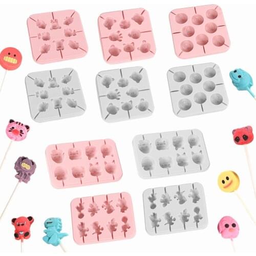 Diy Cartoon Lollipop Silicone Mold Animal Series Homemade Childrens QQ Candy Chocolate Mold Baking Mold Kitchen Cake Tools