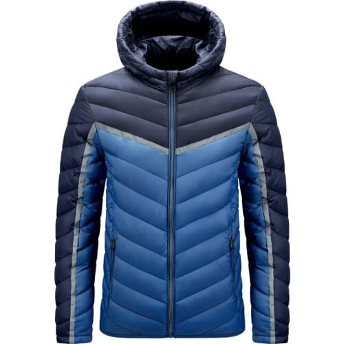 Ultralight Winter Down Jacket Mens Fashion Warm Feather Hooded Coats Color Matching 2020 New Men Clothing Size M-4XL