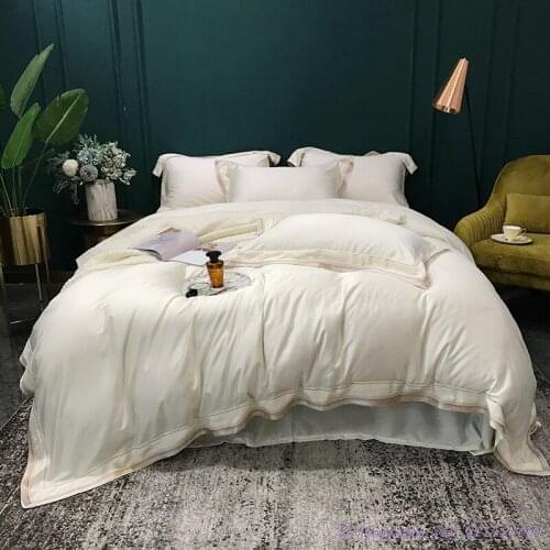 Light luxury simple 60S Lenzing double-sided tencel Bedding Set Nordic pure color silk skating silk duvet cover 1.8mBedsheet Red