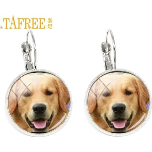 TAFREE novelty fashion dog charms color women clip earrings retriever blenheim bichon yorkie photo jewelry gifts DG19