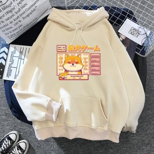 90s Shiba Inu Hoodie Harajuku Funny Hoodies Women Ullzang Cute Korean Style Winter Kawaii Cat Sweatshirt Hoody Female Girls