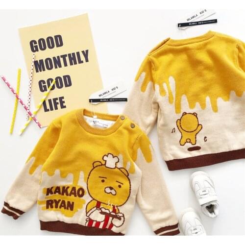 Tonytaobaby Winter New Baby Boys and Girls Cartoon Chef Pullover Cotton Plush Sweater Boys Sweaters