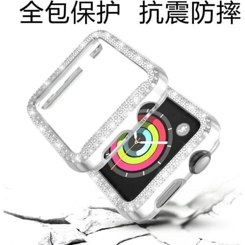 Women Bling Diamond pc plastic cover For Apple watch SE case 40mm 44mm bumper For iwatch 5 band 38mm 42mm series 6 5 4 3 2 1