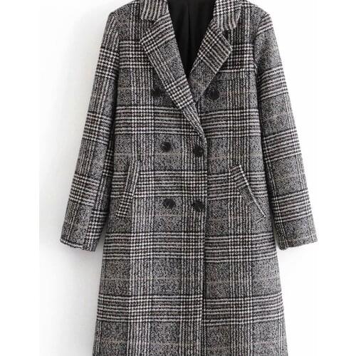 And American womens clothing wholesale 2020 autumn new temperament medium long thousand bird double breasted coat