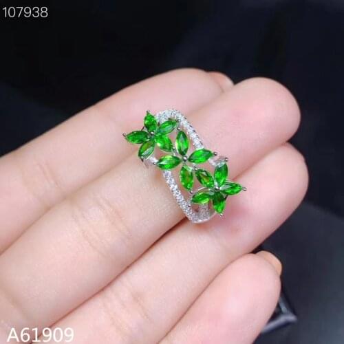 KJJEAXCMY boutique jewelry 925 sterling silver inlaid natural diopside gemstone female ring support detection mini