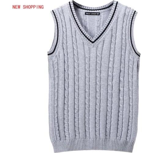 Men Sweater Vest Sleeveless Wool Knitted Waistcoat Stretch V-Neck Autumn Pull Jumper Slim Fit Spring Tank Tops Twist Pullovers