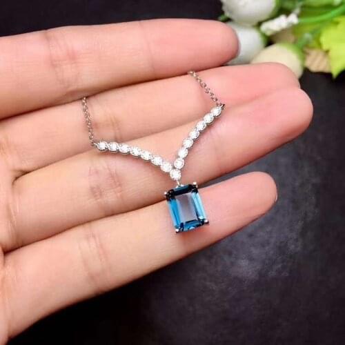 100% Natural Real Topaz pendant Necklace Natural And Real Topaz 925 sterling silver Pendant