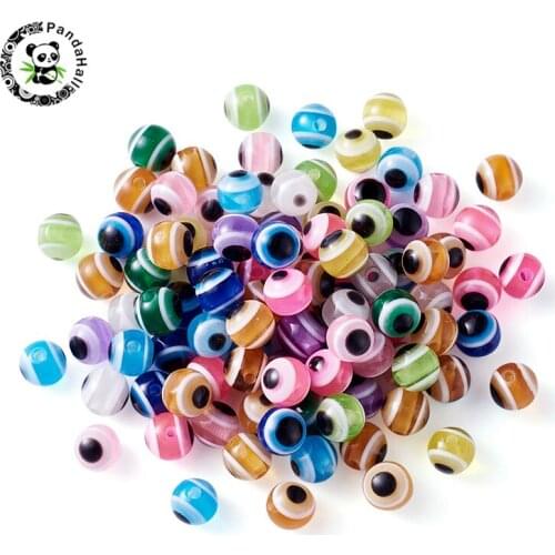 100pcs 6x5mm Mixed Color Flat Round Evil Eye Resin Beads Spacer Beads for Jewelry Making DIY Bracelet Necklace Hole: 1mm