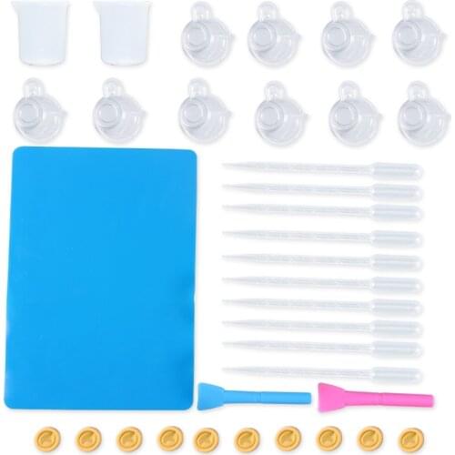 18PCS Tool Set Silicone Measuring Cups 100ml Nonstick Silicone Mixing Epoxy Resin Cups Tools Sticks Pipettes Resin Casting Molds