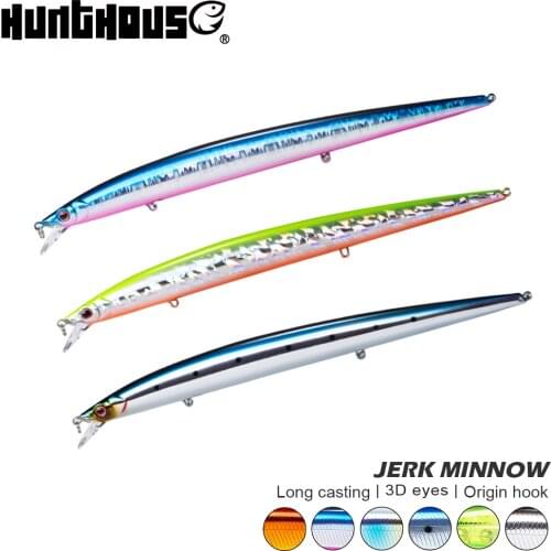 3pcs jerkbait 210mm 34g hunthouse floating minnow lure hard lures saltwater for sea bass hard fake bait fishing lure 2020