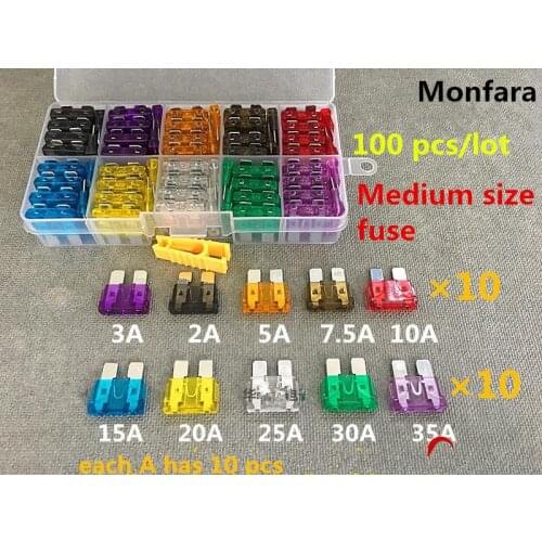 Free shipping!100Pcs/lot Auto Car Truck ATC Fuse different AMP Medium size fuse,high quality fuse