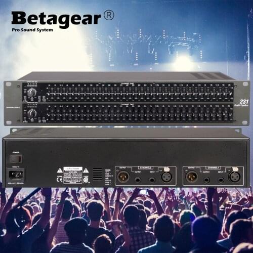 Betagear EQ231 Graphic Equalizer Stereo Equaliser Audio EQ Professional Loudspeaker management Dual 31 Bands EQ Processador