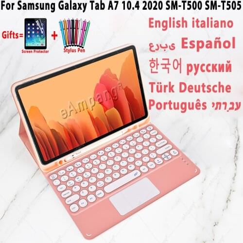 Case for Samsung Galaxy Tab A7 10.4 2020 Keyboard Case For Samsung T500 T505 Russian Spanish Arabic Hebrew Korean Thai Keyboard