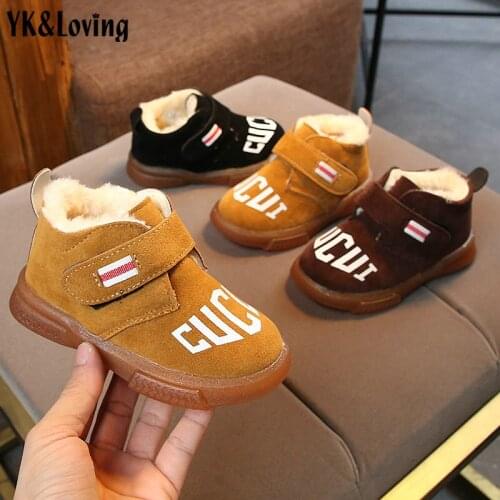 Childrens ankle boots winter girls boots boys plush snow boots with Roman boots childrens shoes