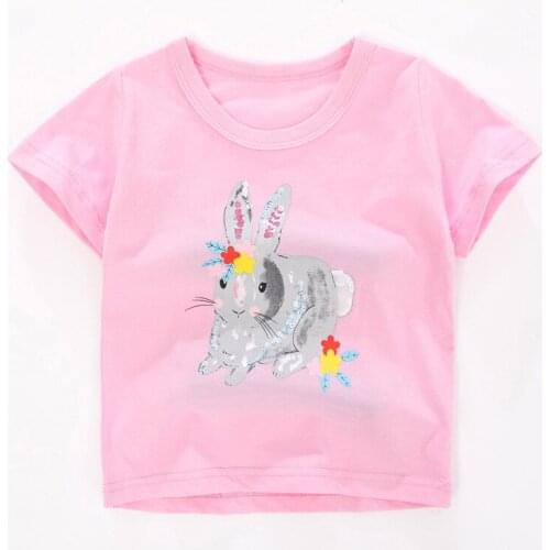 Bambino 2021 New Tees of Children 2-7 Years Pure Cotton T shirt for Kids Girl Pink Tops Clothing Baby Clothes Child Costume