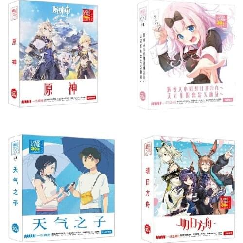 30 Sheets/Set Genshin Impact Arknights Animation Game Total Link LOMO Card Stamping Box Greeting Card Message Card