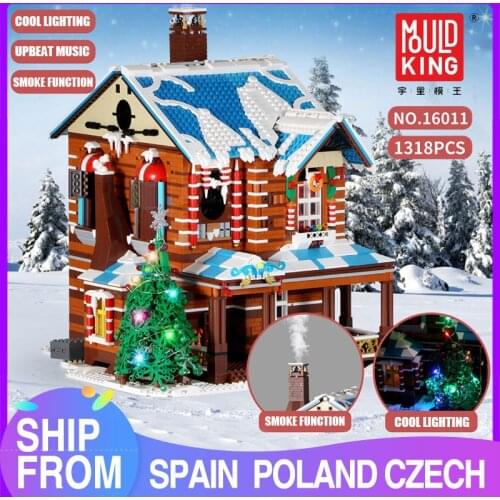 MOULD KING Creative Toys Streetview Building Blocks The LED Light Christmas House Model sets Bricks Kids Toys Christmas Gifts