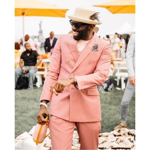 Best Selling Mens Prom Suits Peaked Lapel Wedding Suits For Men Groomsman Tuxedos Two Pieces Double Breasted Blazers Slim Fit