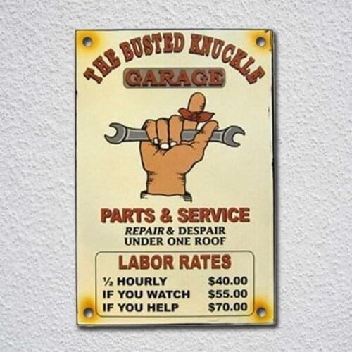 Tool Rules Mechanic Workshop or Garage Busted Knuckle Garage Tin Sign Metal Sign Metal Poster Metal Sign Wall Decor