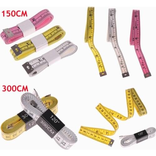 Durable Soft 1.5/3 Meter 150/300 Cm Sewing Tailor Tape Body Measuring Measure Ruler Dressmaking Pvc Plastic Yellow White Pink