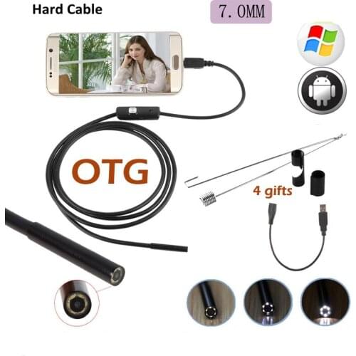 2M 5M USB Endoscope Camera IP67 Waterproof Hard Cable 6LED 720P 7mm Endoscope Camera Pipe Inspection For Android Phone PC Camera