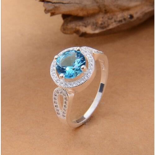 New Hot Sale Fashion Temperament Blue Inlaid Ladies Ring Whole Sale Jewelry Rings for Women