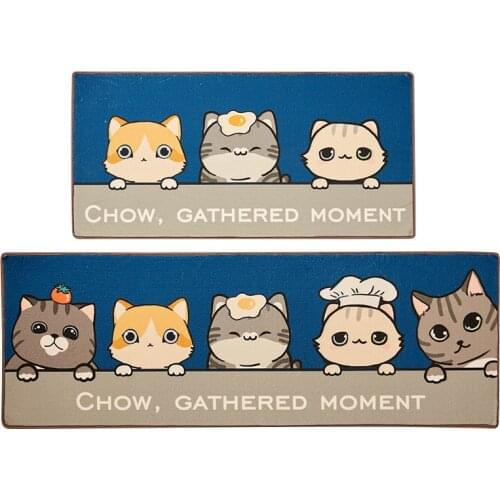 Kitchen Mat Modern Cartton Printed Rectangular Anti-Slip Carpet Oil-proof Household Dirt-resistant Carpet Entrance Mat Doormat