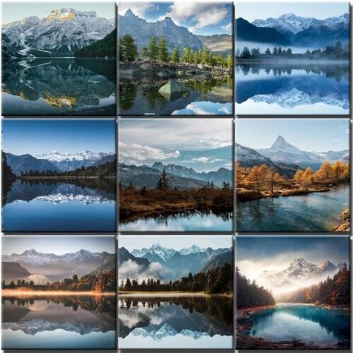 Oil Painting By Numbers Kits Lakes Natural Landscape Diy Acrylic Paint By Numbers For Adults Home Decors Coloring By Numbers Art