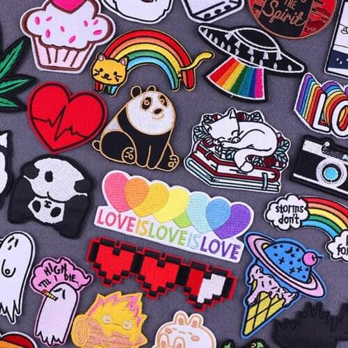 Pulaqi Animal Gay Patch Cute Anime Patches On Clothes Iron-on Badges Stripes Embroidered Applique Ironing Patches For Clothing