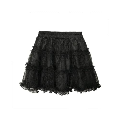 New Gothic Harajuku Cake Skirts Black Fashion Sweet Girl Punk Mesh Lace High Waist Mini Kawaii Short Skirts Cool Girls