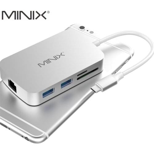 Original MINIX NEO C USB-C Multiport Adapter with VGA Compatible with Apple MacBook TF and SD Card Readers Gigabit Ethernet Port