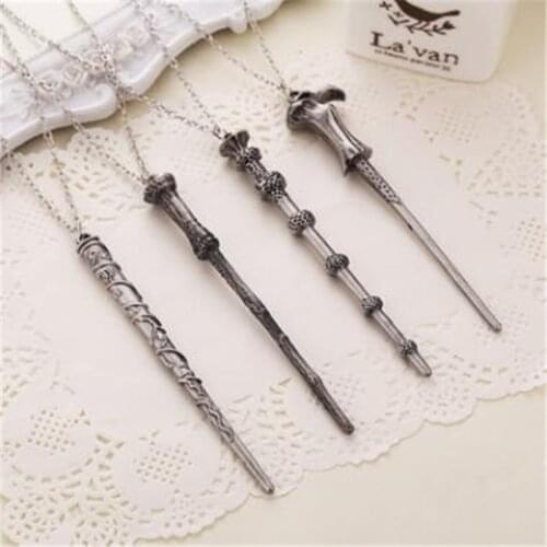 Witch Magic Wand Pendant Necklace Key Chain Men Women Trendy Vintage Boutique Long Chain Necklaces Fashion Jewelry Props
