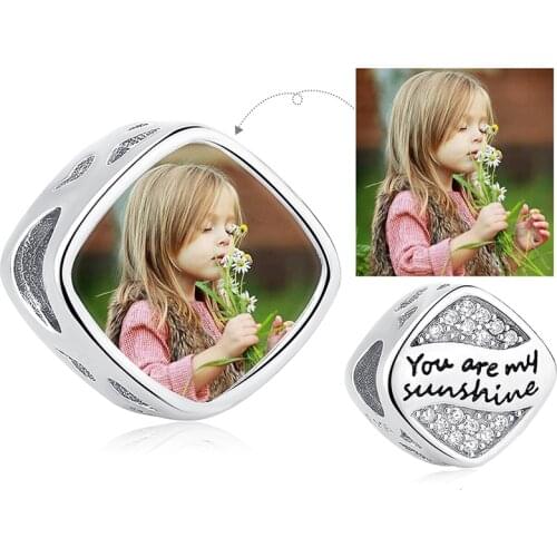 Genuine Glittering Rhinestone You are my sunshine Crystal Charm Beads fit Necklace Custom Photo Jewelry Lover Valentines Gift