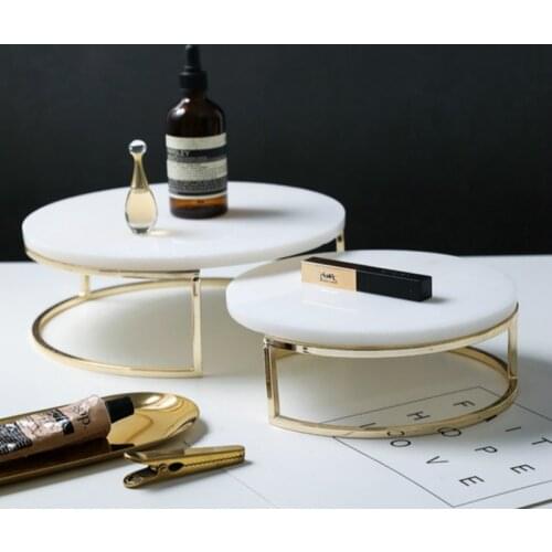 Natural Marble Cake Tray Light Luxury Dessert Table Decoration Display Stand Gourmet Photography Props